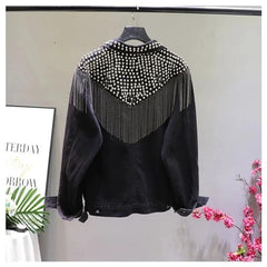 Tassel Bohemian Beading Denim Jacket