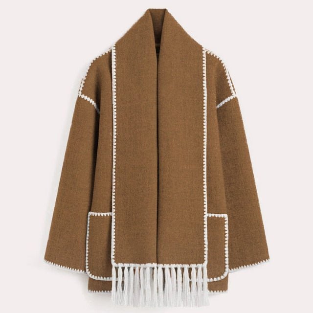 Tassel Scarf Collar Jacket - @mai.clb
