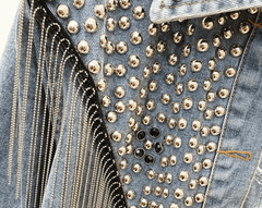Tassels and Rivets Embellished Denim Jacket