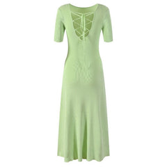 Tea Green Knitted Midi Dress