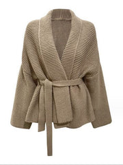 Tie Waist Knitted Loose Cardigan