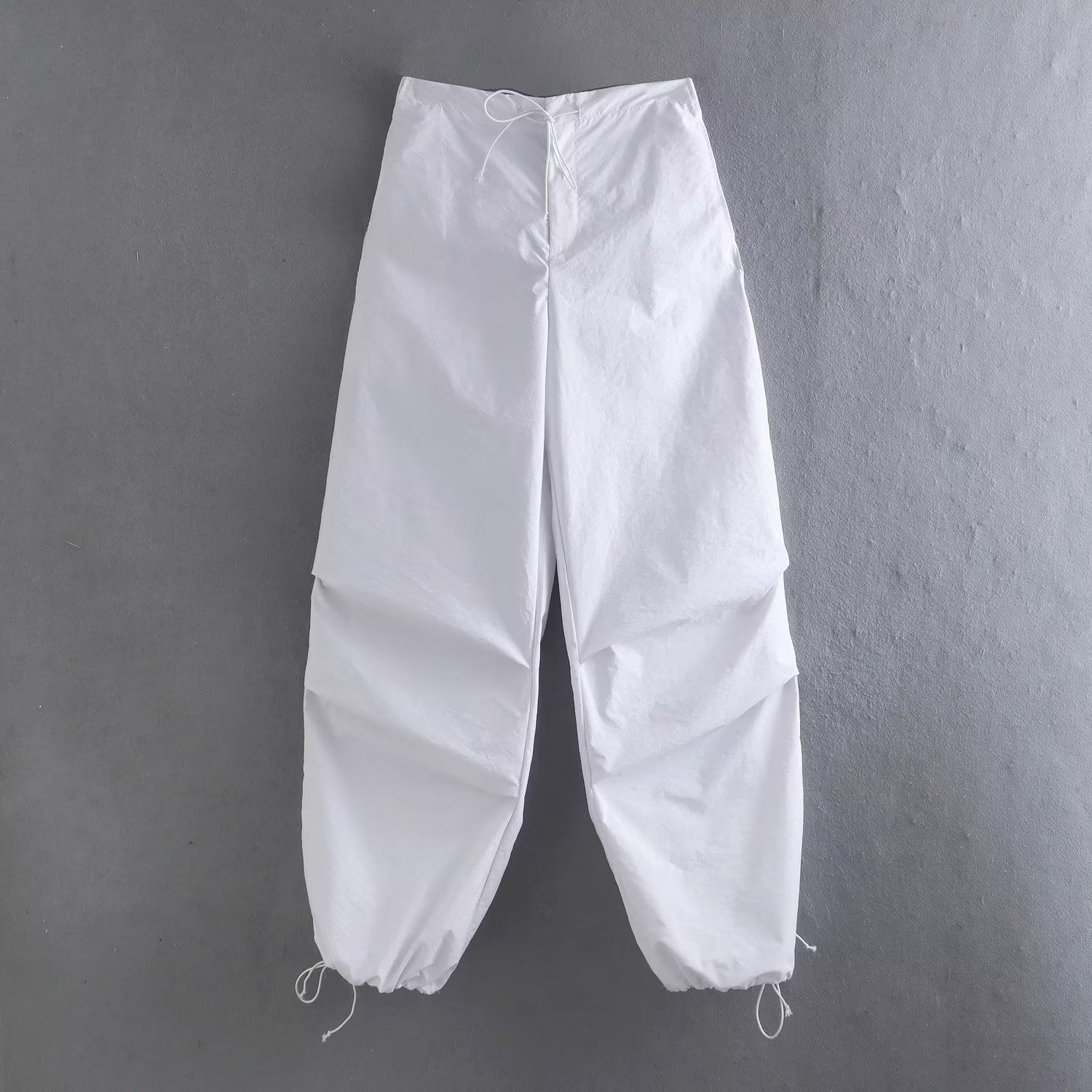 Tie Waist Pleated Baggy Sweatpants