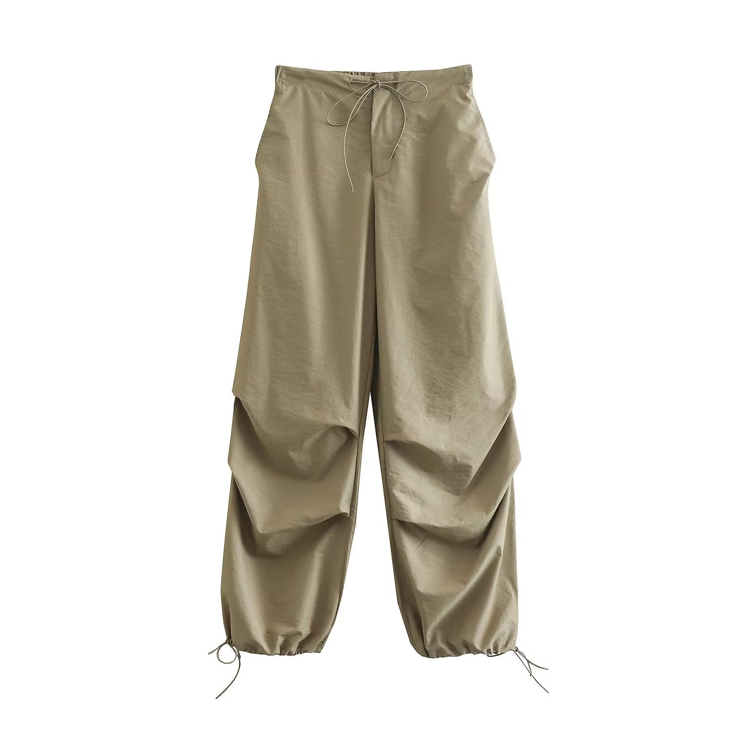 Tie Waist Pleated Baggy Sweatpants