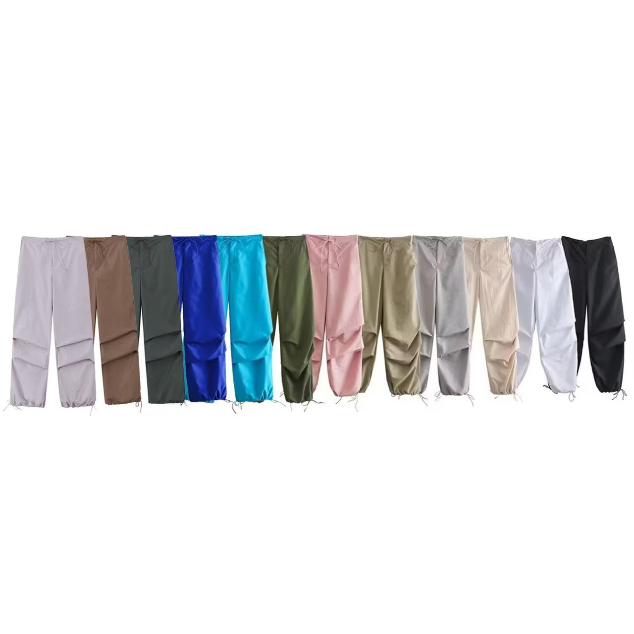 Tie Waist Pleated Baggy Sweatpants