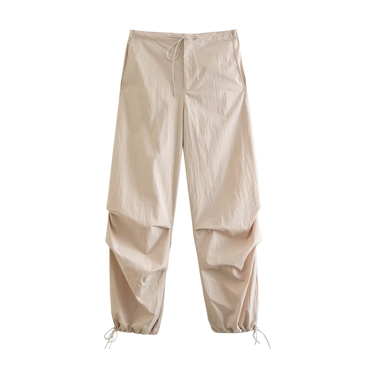 Tie Waist Pleated Baggy Sweatpants