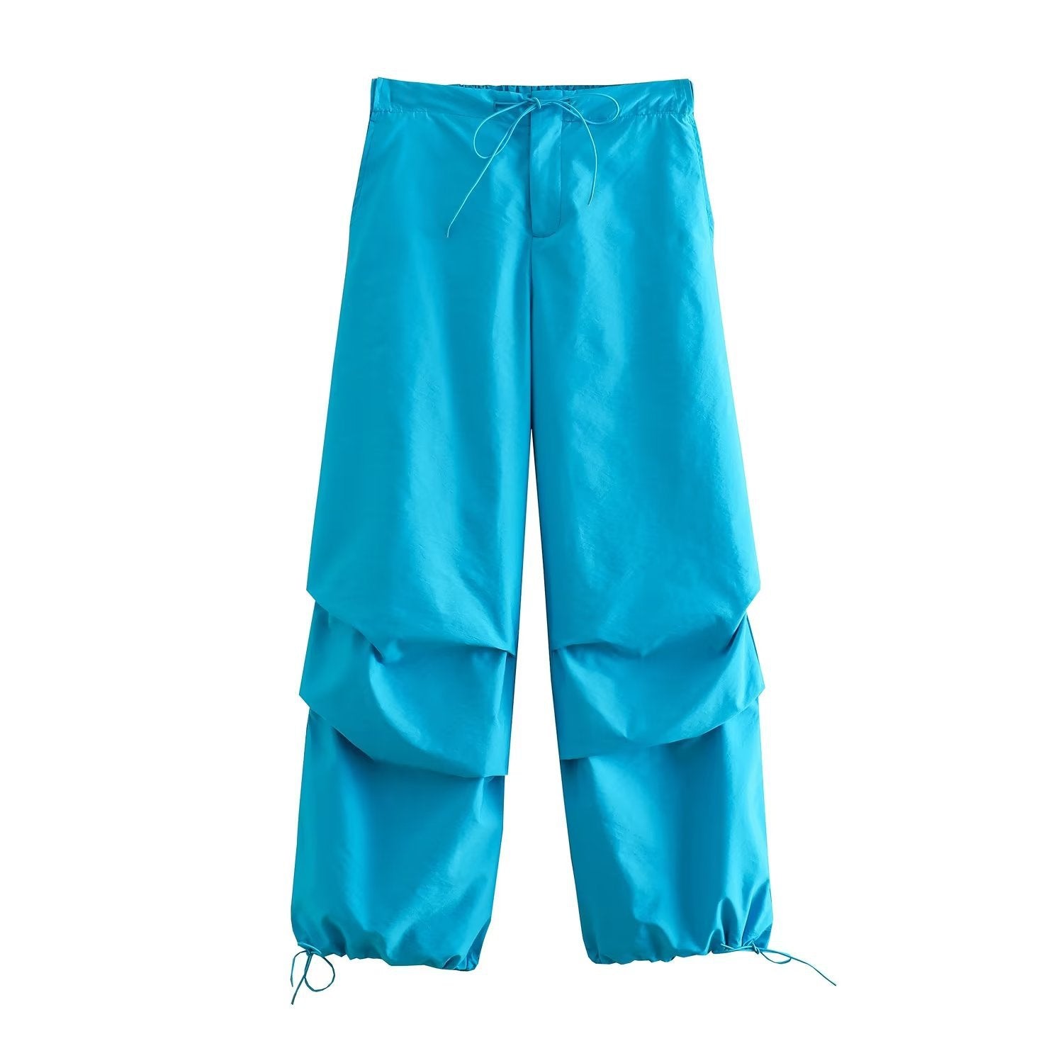 Tie Waist Pleated Baggy Sweatpants