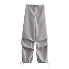 Tie Waist Pleated Baggy Sweatpants