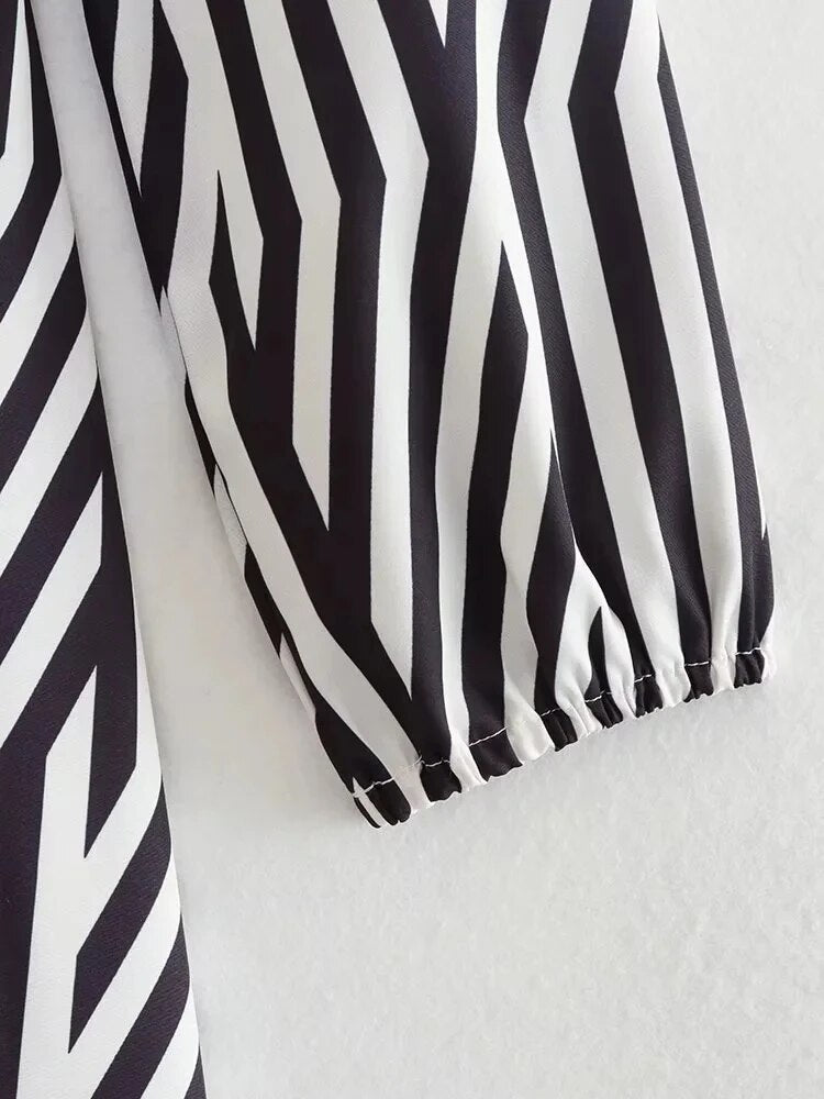 Tie-Waist Striped Midi Dress