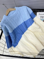 Tri-Color Cable Knit Sweater