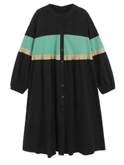 Tri-Color Long Sleeve Midi Dress