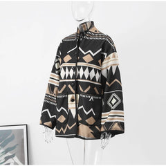 Tribal Print Single Breasted Jacket