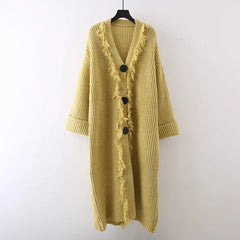Triple Buttons Tasseled Long Coat