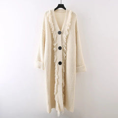 Triple Buttons Tasseled Long Coat