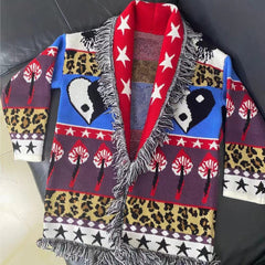 Trippy Art Tassel Knit Jacket