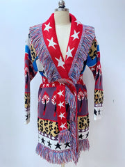 Trippy Art Tassel Knit Jacket