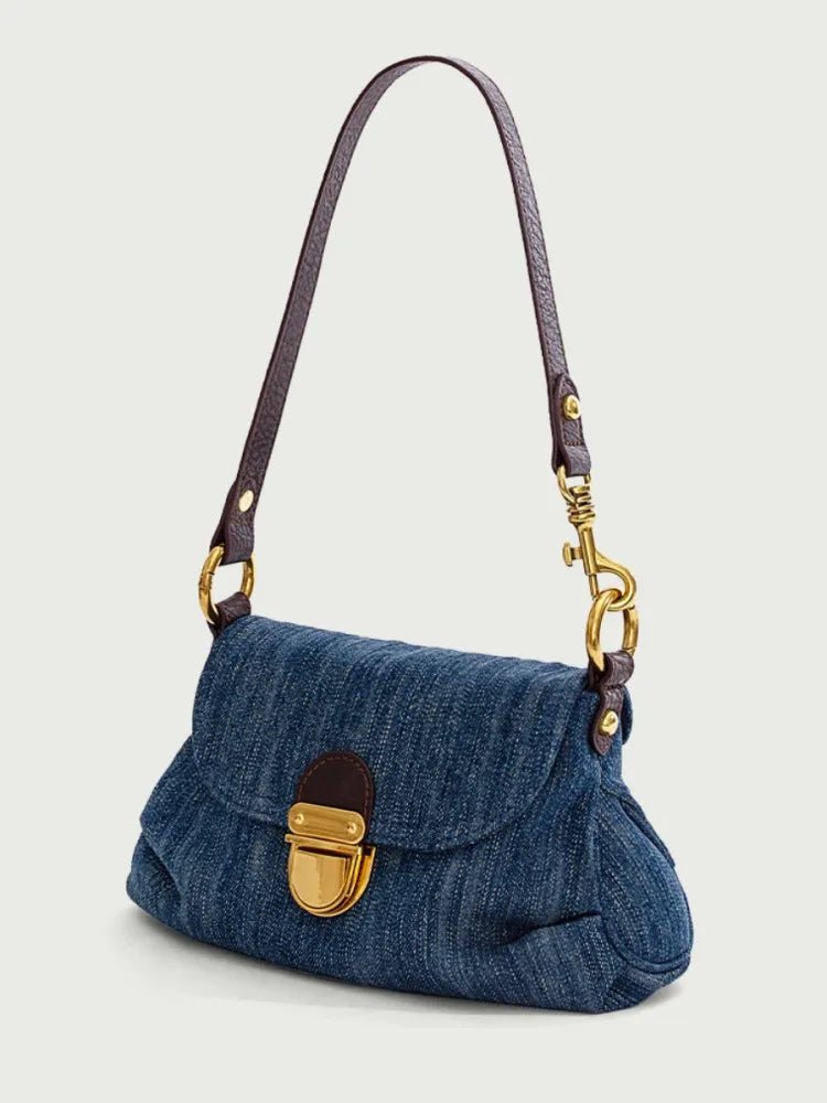 Tuck Lock Crossbody Denim Bag