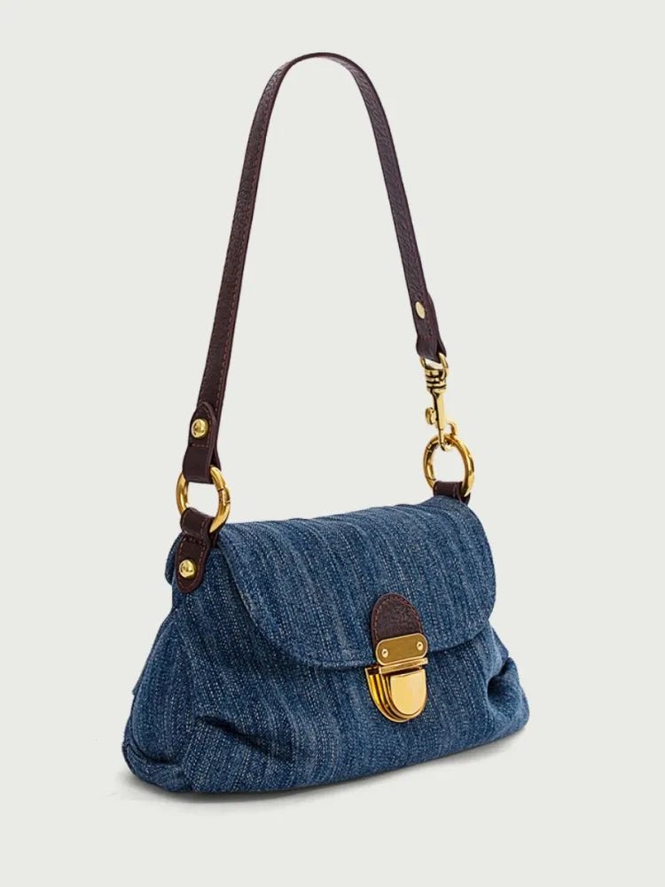 Tuck Lock Crossbody Denim Bag