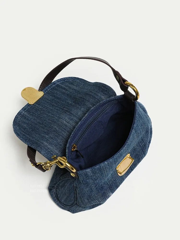 Tuck Lock Crossbody Denim Bag