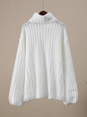 Turtleneck Crochet Knit Sweater