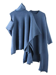 Turtleneck Knit Cloak 2-Piece Set