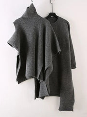 Turtleneck Knit Cloak 2-Piece Set