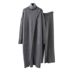 Turtleneck Long Sweater + Pants Set