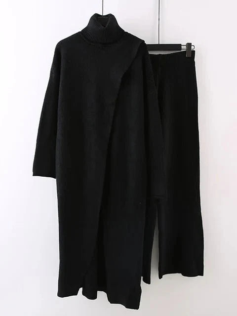 Turtleneck Long Sweater + Pants Set