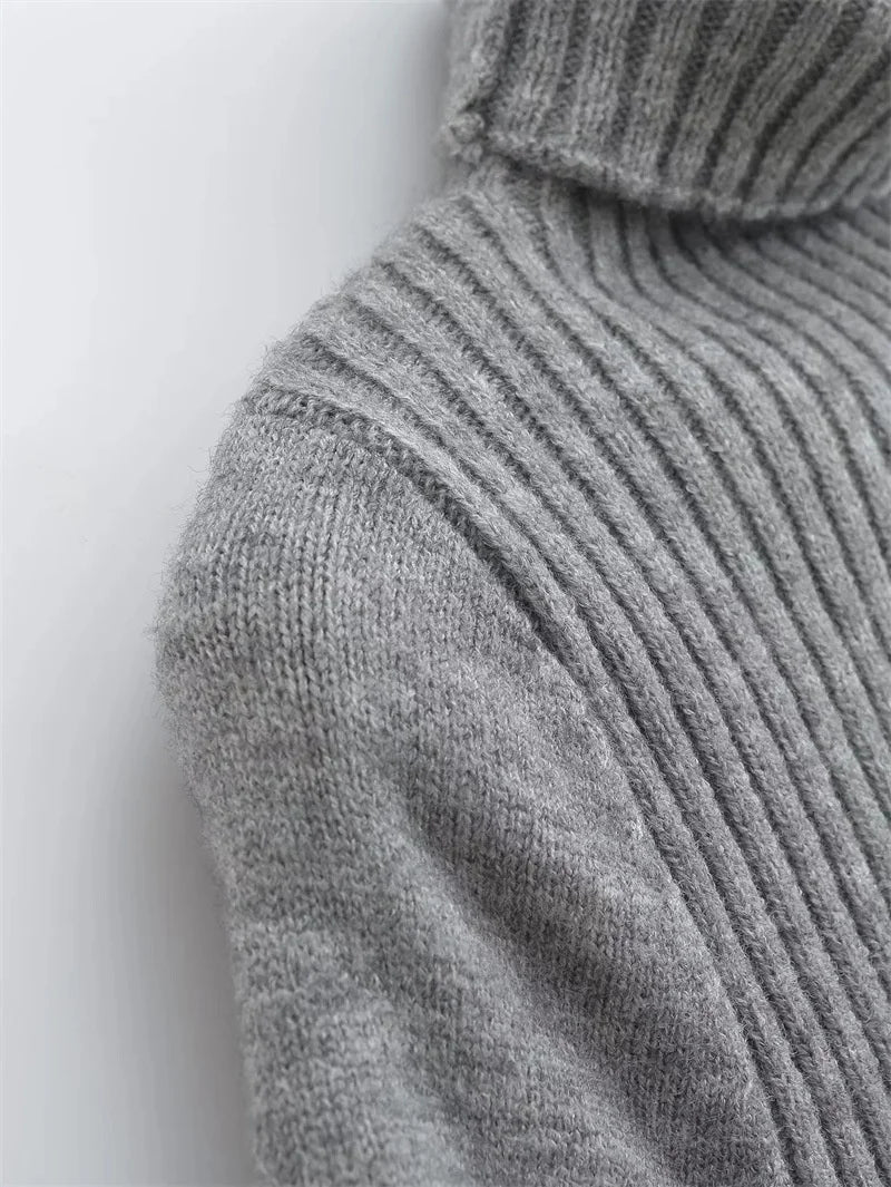 Turtleneck Short Sleeves Knit Top