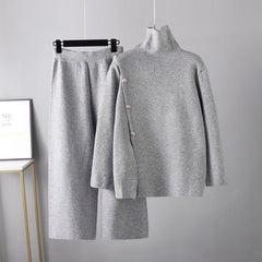 Turtleneck Sweater and Pants Knit Set