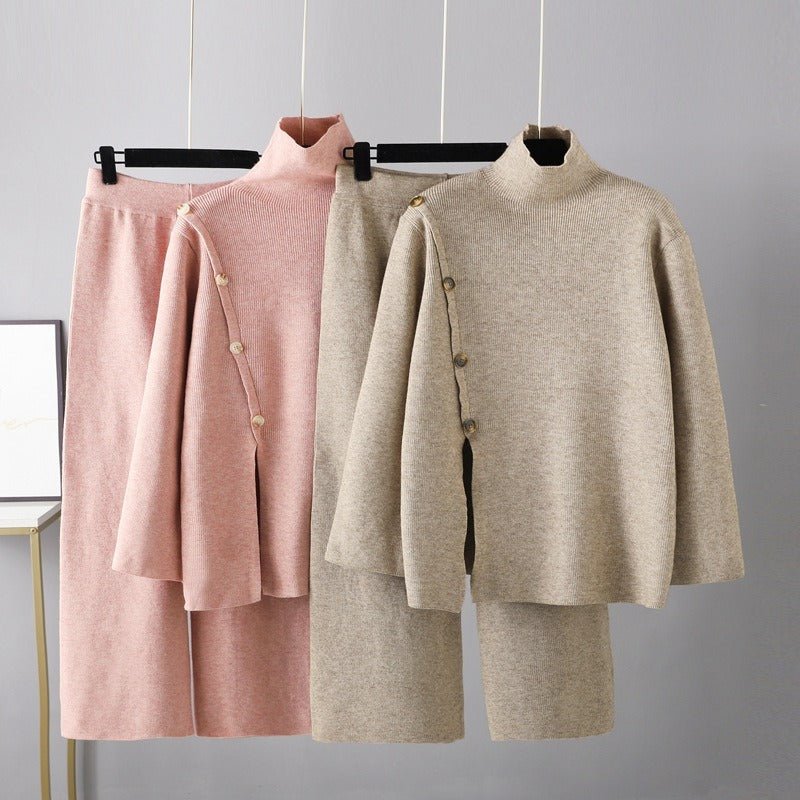 Turtleneck Sweater and Pants Knit Set