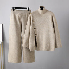 Turtleneck Sweater and Pants Knit Set