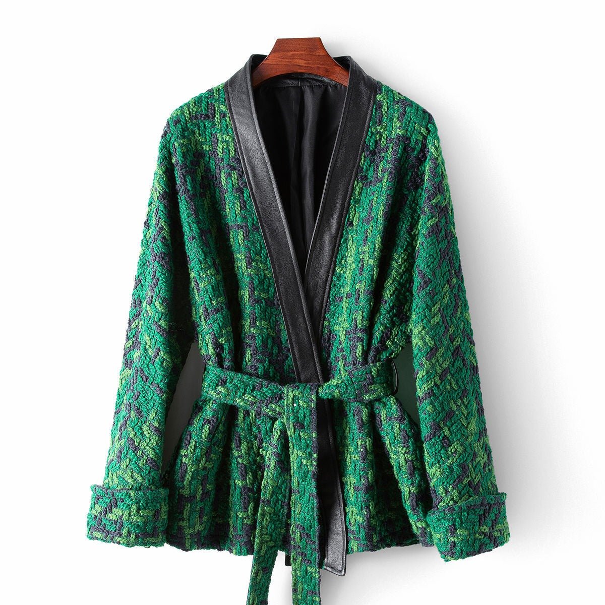 Tweed Lace-Up Mid-Length Jacket