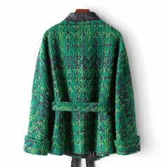 Tweed Lace-Up Mid-Length Jacket