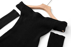 Twisted Back Knit High Slit Dress