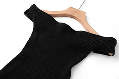 Twisted Back Knit High Slit Dress