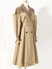 Two-Tone Belted Trench Coat