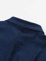 Two-Tone Denim Button-Down Belted Dress