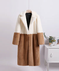Two-Tone Faux Fur Loose Coat