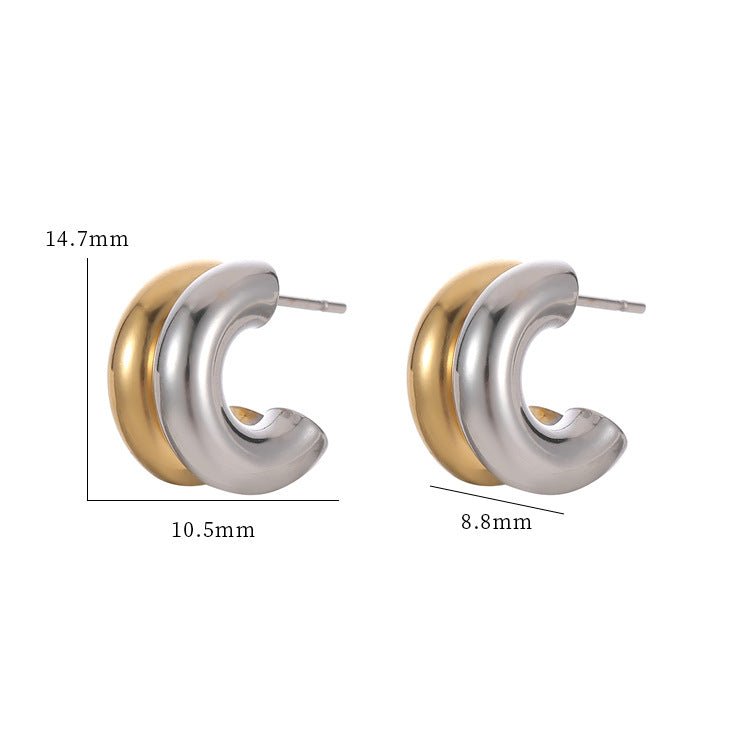 Two-Tone Open Hoops Earrings