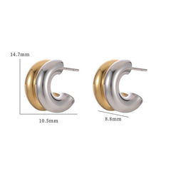 Two-Tone Open Hoops Earrings