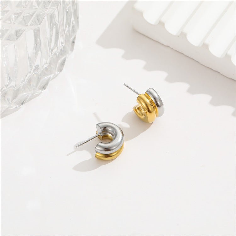 Two-Tone Open Hoops Earrings