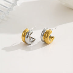 Two-Tone Open Hoops Earrings