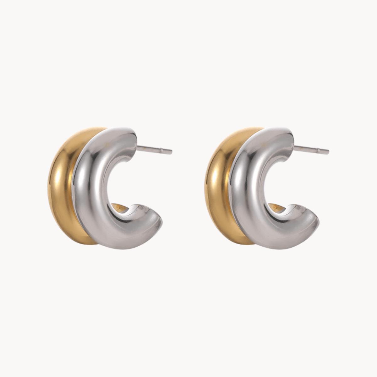 Two-Tone Open Hoops Earrings