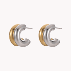 Two-Tone Open Hoops Earrings
