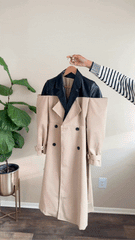 Vegan Leather Contrast Trench Coat - @itstashawna