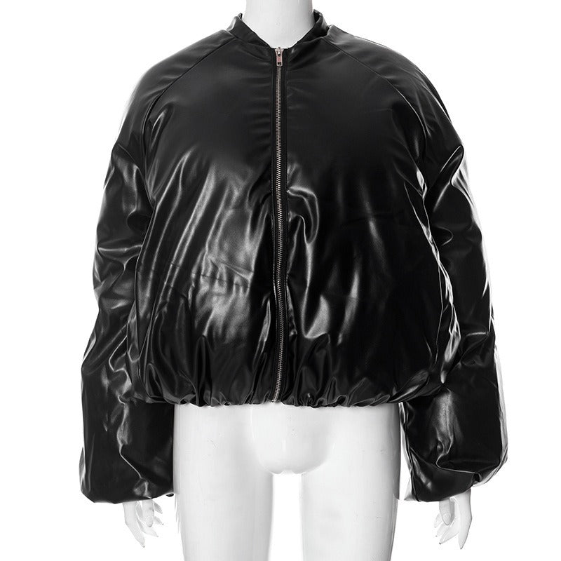 Vegan Leather Cotton Fill Jacket