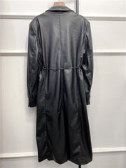 Vegan Leather Double Breasted Coat