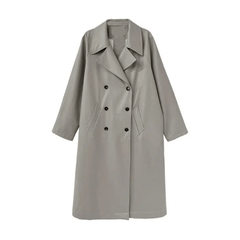 Vegan Leather Double-Breasted Trench Coat