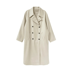 Vegan Leather Double-Breasted Trench Coat