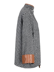 Vegan Leather Edging Stripes Shawl Jacket - @theestylishp
